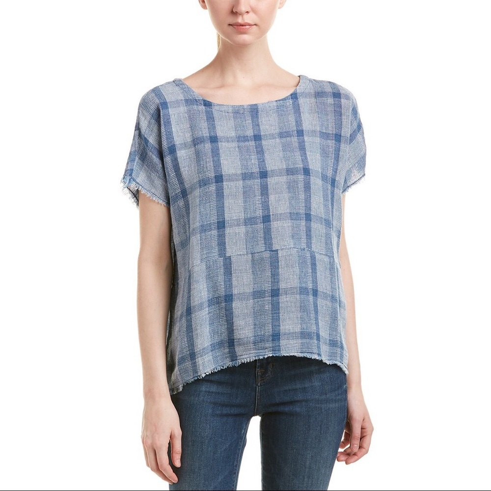 Current Elliott hidden pocket linen blend blouse